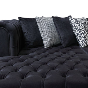 Lauren Black Velvet Double Chaise 136