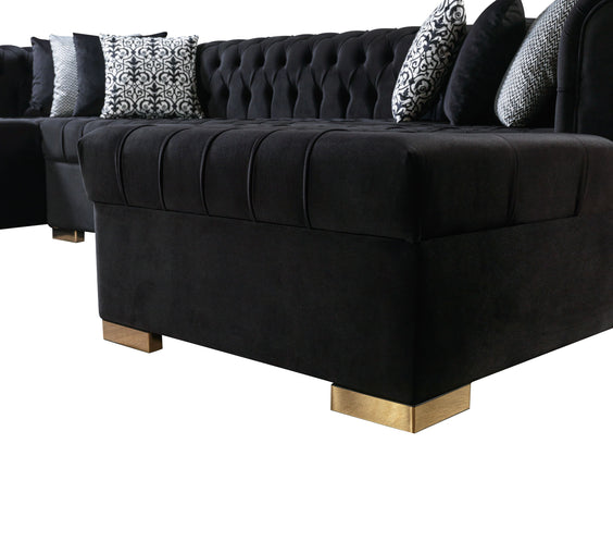 Lauren Black Velvet Double Chaise 136