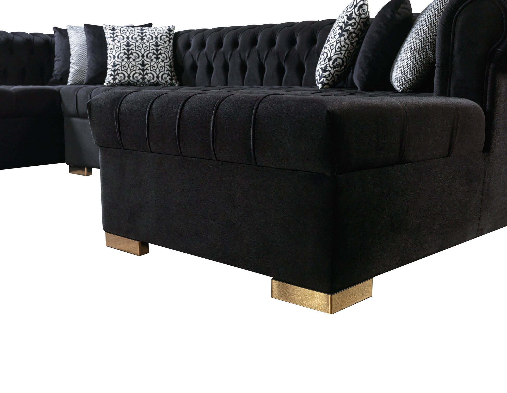 Lauren Black Velvet Double Chaise 136" Sectional