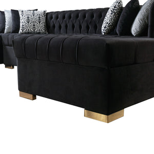 Lauren Black Velvet Double Chaise 136