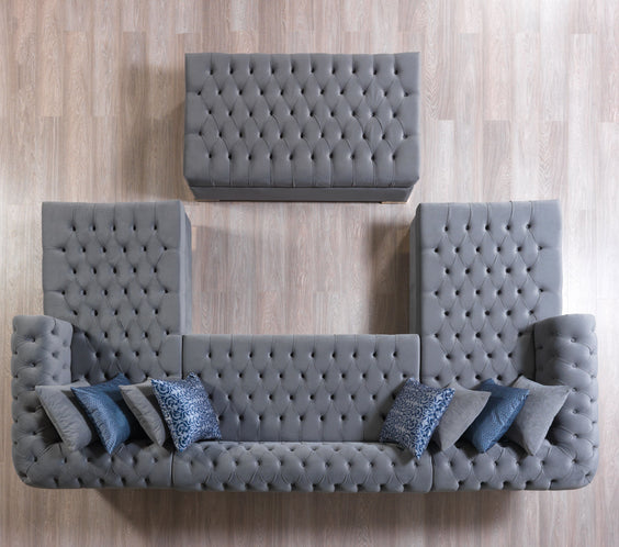 Lauren Gray Velvet Double Chaise 136