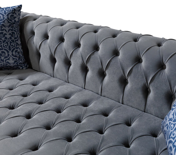 Lauren Gray Velvet Double Chaise 136