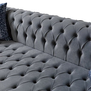 Lauren Gray Velvet Double Chaise 136