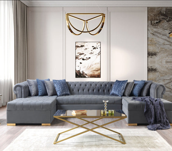 Lauren Gray Velvet Double Chaise 136
