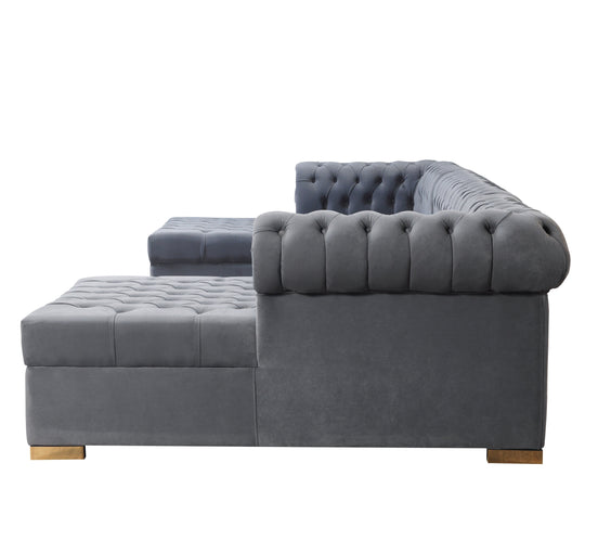 Lauren Gray Velvet Double Chaise 136