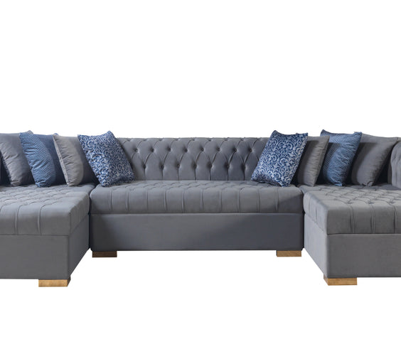 Lauren Gray Velvet Double Chaise 136