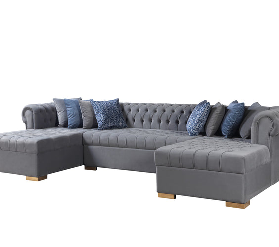 Lauren Gray Velvet Double Chaise 136