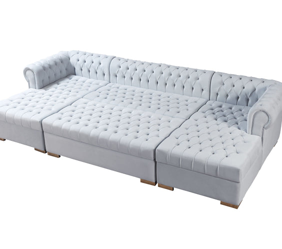 Lauren Pearl Velvet Double Chaise 136