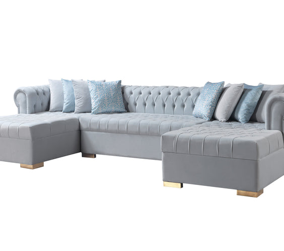 Lauren Pearl Velvet Double Chaise 136