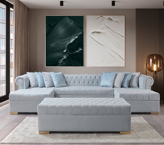 Lauren Pearl Velvet Double Chaise 136