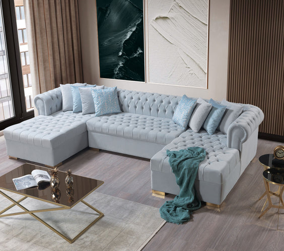 Lauren Pearl Velvet Double Chaise 136