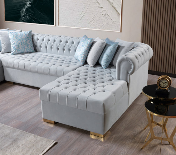 Lauren Pearl Velvet Double Chaise 136