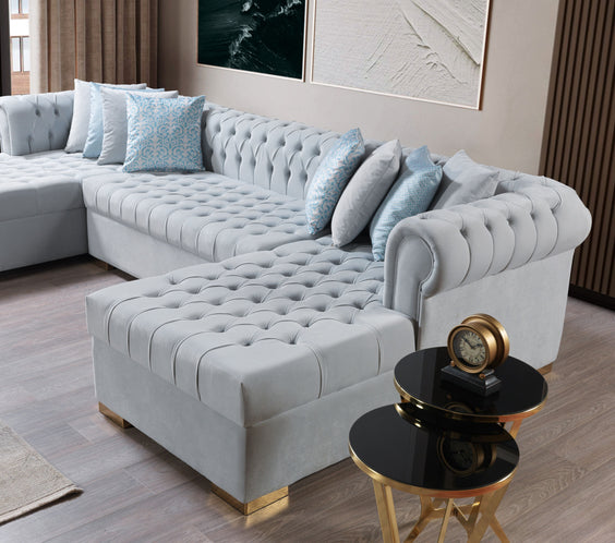 Lauren Pearl Velvet Double Chaise 136
