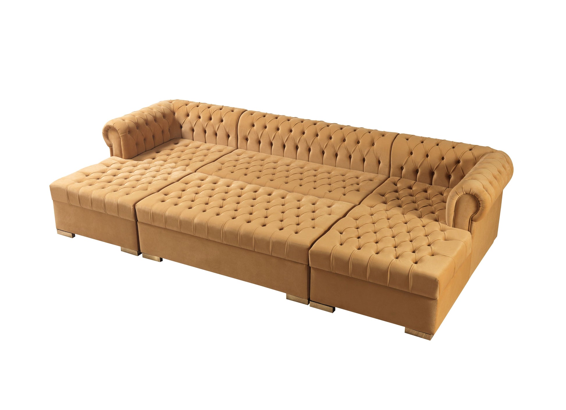 Lauren Mustard Velvet Double Chaise 136" Sectional