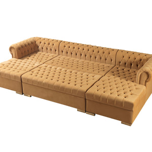 Lauren Mustard Velvet Double Chaise 136