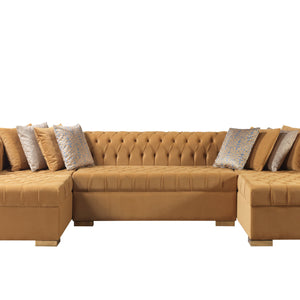 Lauren Mustard Velvet Double Chaise 136