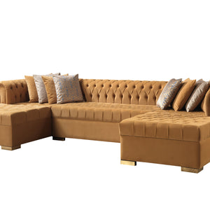 Lauren Mustard Velvet Double Chaise 136