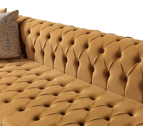 Lauren Mustard Velvet Double Chaise 136