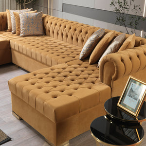 Lauren Mustard Velvet Double Chaise 136