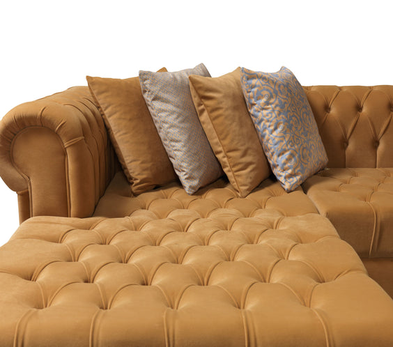 Lauren Mustard Velvet Double Chaise 136