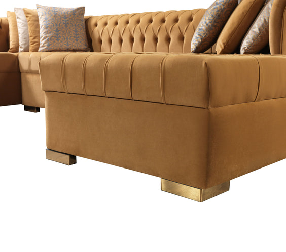 Lauren Mustard Velvet Double Chaise 136