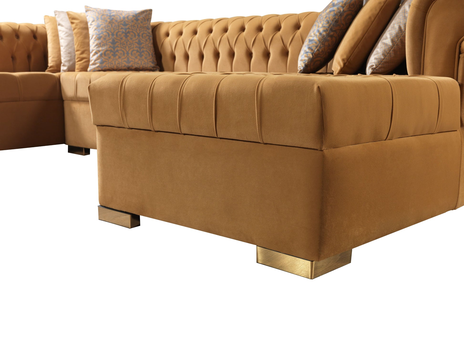 Lauren Mustard Velvet Double Chaise 136" Sectional