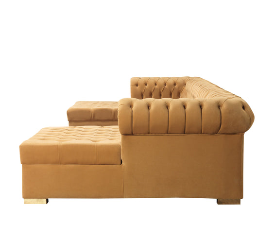 Lauren Mustard Velvet Double Chaise 136