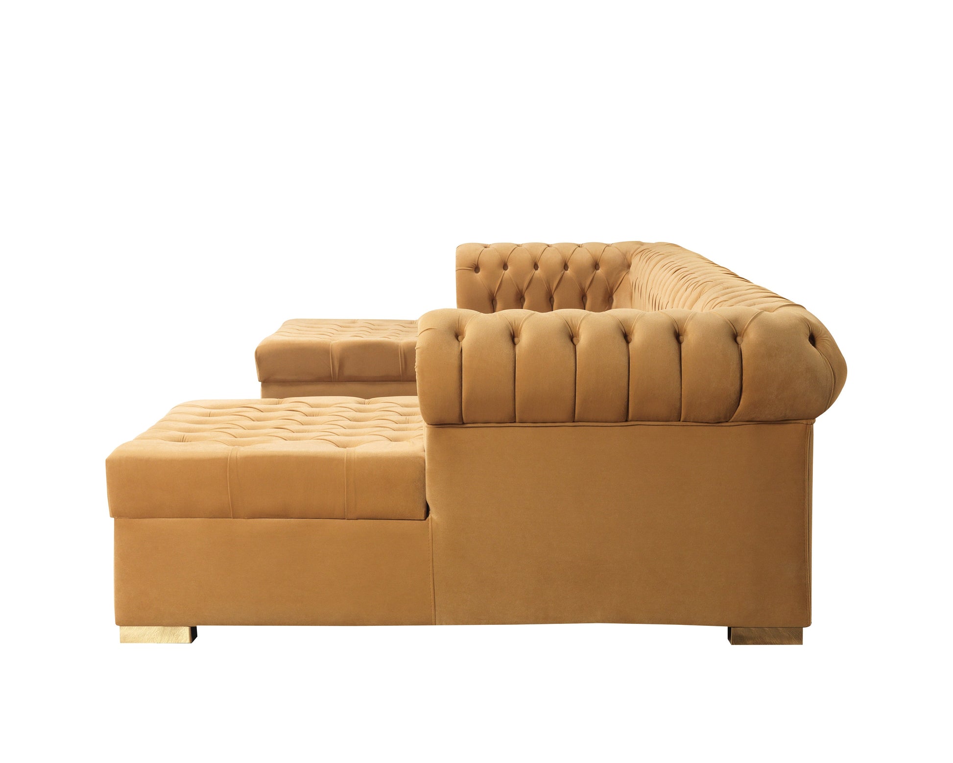 Lauren Mustard Velvet Double Chaise 136" Sectional