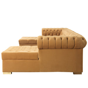 Lauren Mustard Velvet Double Chaise 136