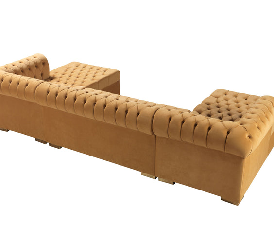 Lauren Mustard Velvet Double Chaise 136