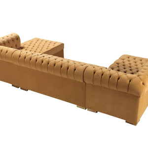 Lauren Mustard Velvet Double Chaise 136