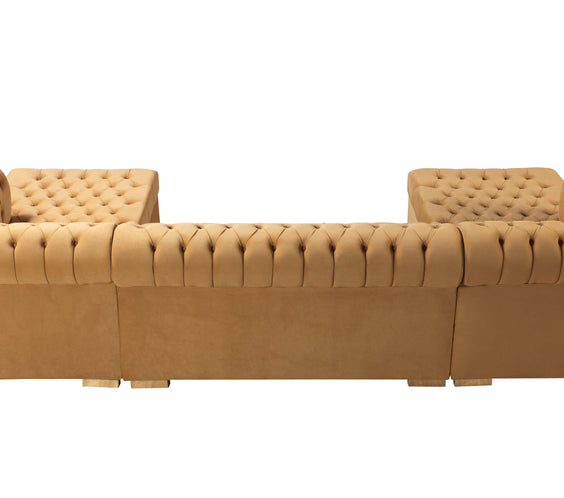 Lauren Mustard Velvet Double Chaise 136