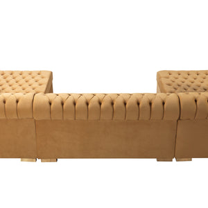 Lauren Mustard Velvet Double Chaise 136