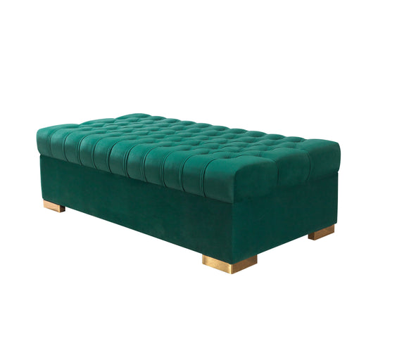Lauren Green Velvet Double Chaise 136