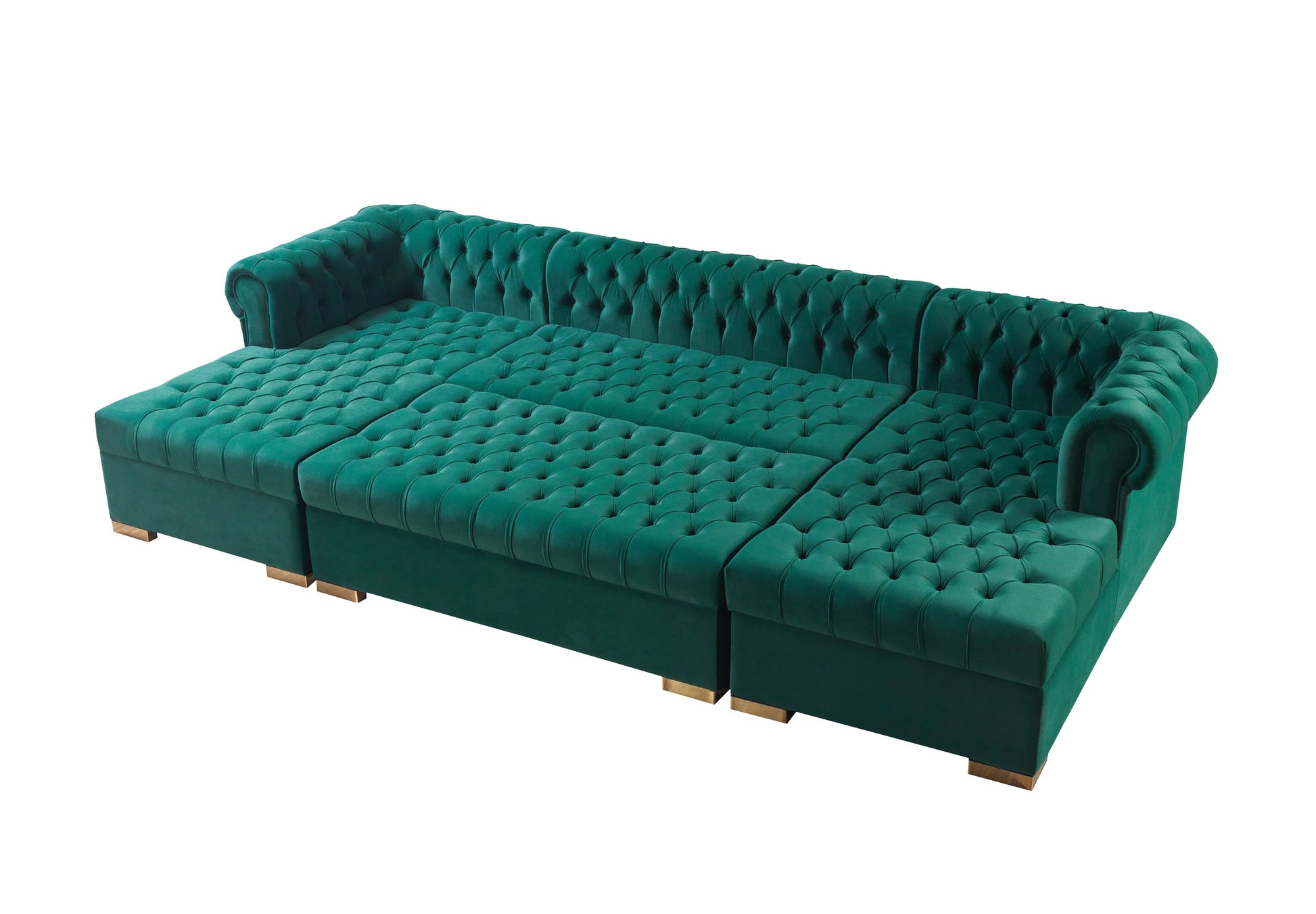 Lauren Green Velvet Double Chaise 136" Sectional