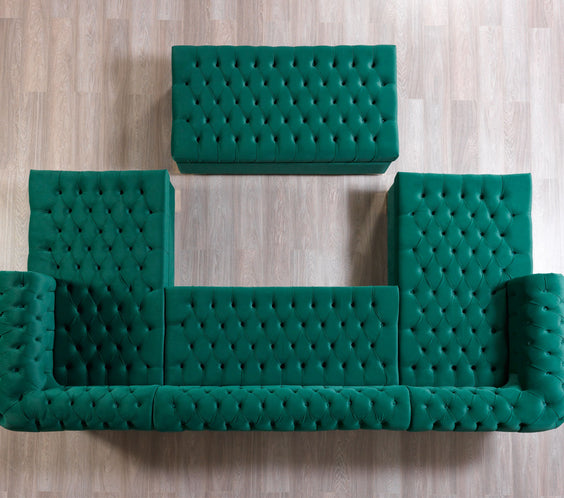 Lauren Green Velvet Double Chaise 136