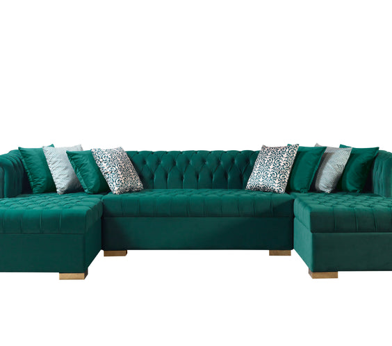 Lauren Green Velvet Double Chaise 136