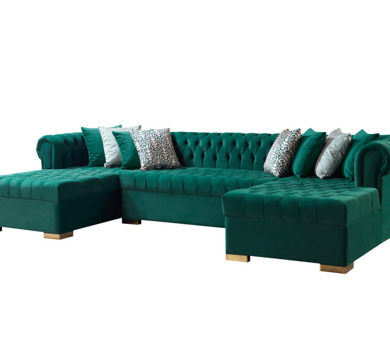 Lauren Green Velvet Double Chaise 136