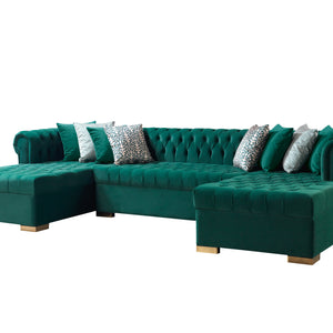 Lauren Green Velvet Double Chaise 136