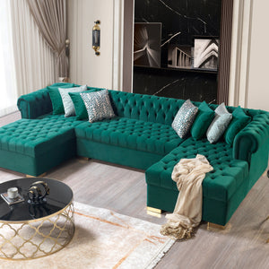 Lauren Green Velvet Double Chaise 136