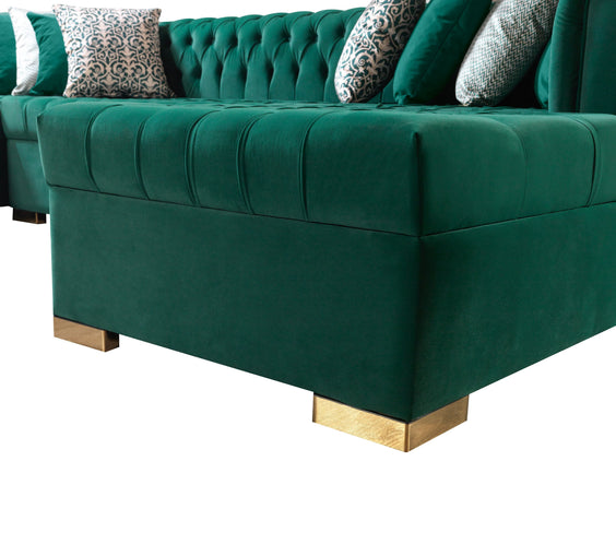 Lauren Green Velvet Double Chaise 136