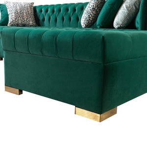 Lauren Green Velvet Double Chaise 136