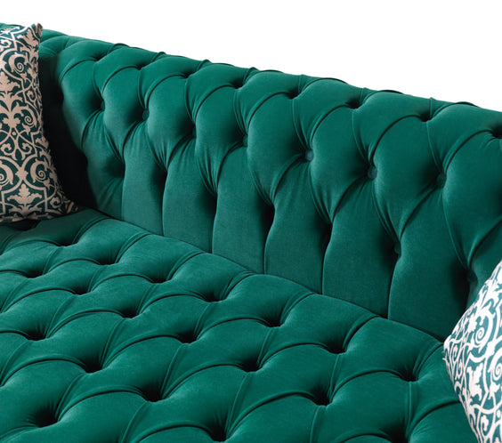Lauren Green Velvet Double Chaise 136