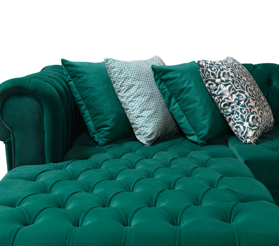 Lauren Green Velvet Double Chaise 136