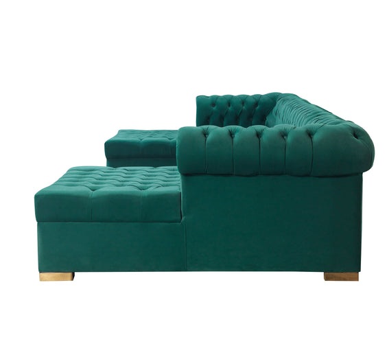 Lauren Green Velvet Double Chaise 136