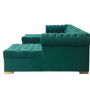 Lauren Green Velvet Double Chaise 136