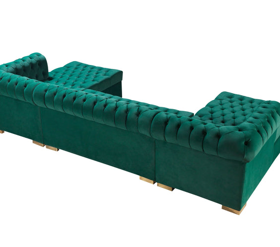 Lauren Green Velvet Double Chaise 136