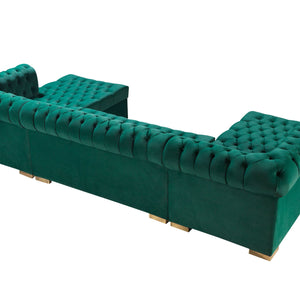 Lauren Green Velvet Double Chaise 136