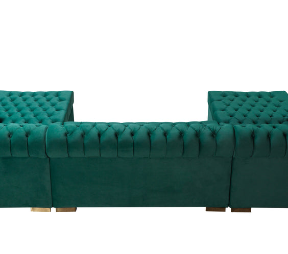 Lauren Green Velvet Double Chaise 136