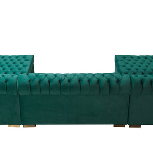 Lauren Green Velvet Double Chaise 136